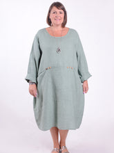 Lagenlook Linen Dress with Buttons and Pockets - 8867, Dresses, Pure Plus Clothing, Lagenlook Clothing, Plus Size Fashion, Over 50 Fashion